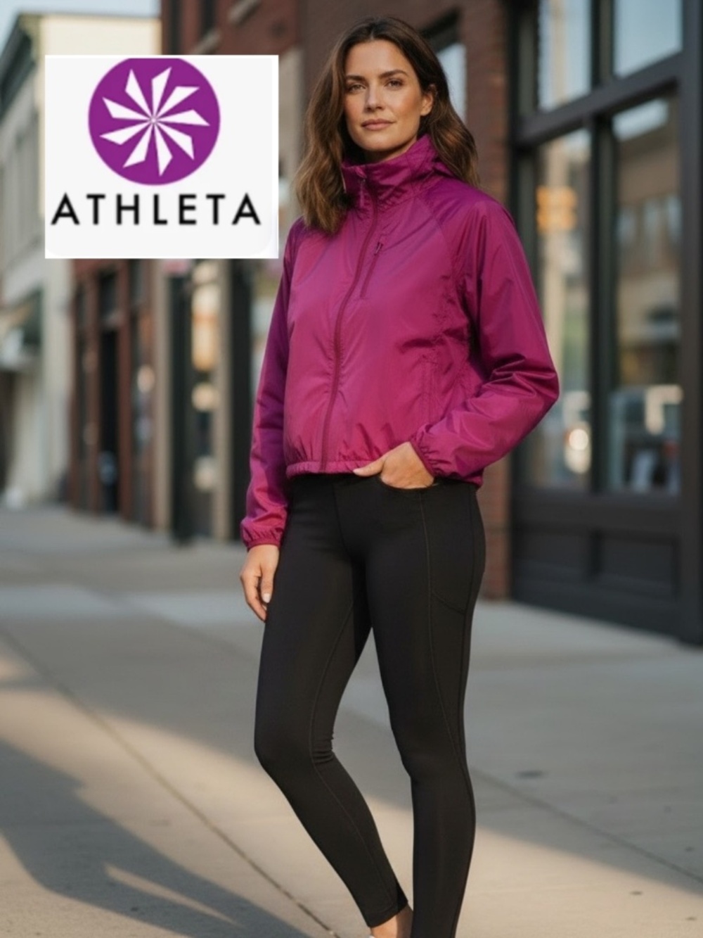Athleta Burgundy wind runners jacket, M, CB2694 - Picture 1 of 3
